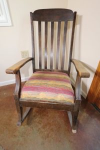 Antique Cushioned Seat Wooden Rocker