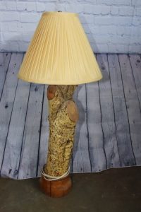 Log Look Table Lamp with Shade